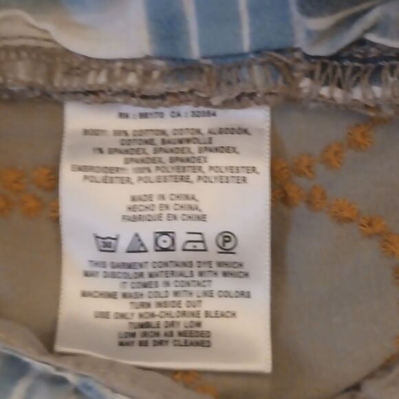 Anthropologie Chino khaki tan embroidered pants relaxed fit size 27 - Picture 6 of 8